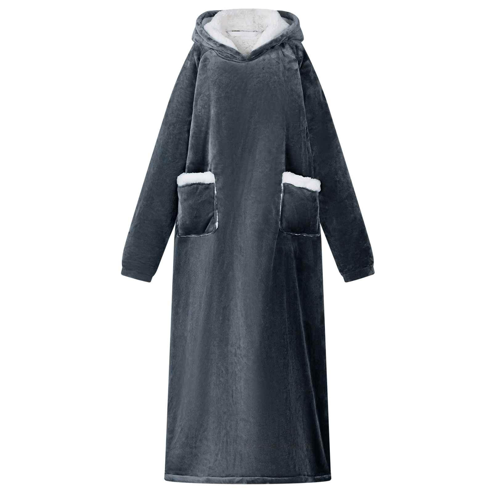 Tæppe-hoodie Mørkeblå l Fleece og Flannel billede