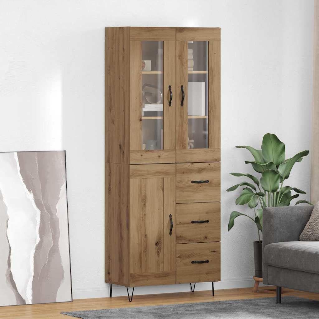 Highboard Artisan Egetræ 69,5 x 34 x 180 cm Konstrueret træ billede