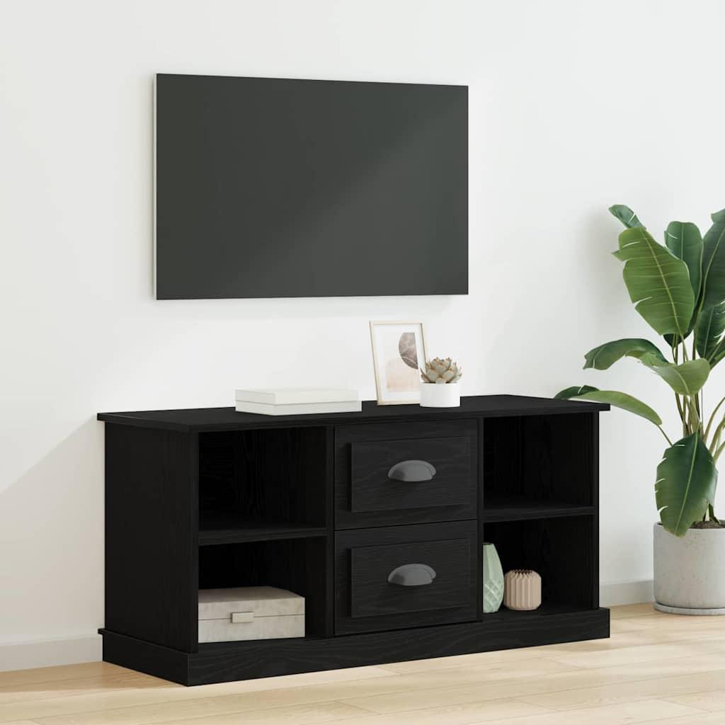 TV-skab med skuffe Sort eg 99,5 x 35,5 x 48 cm Konstrueret træ billede