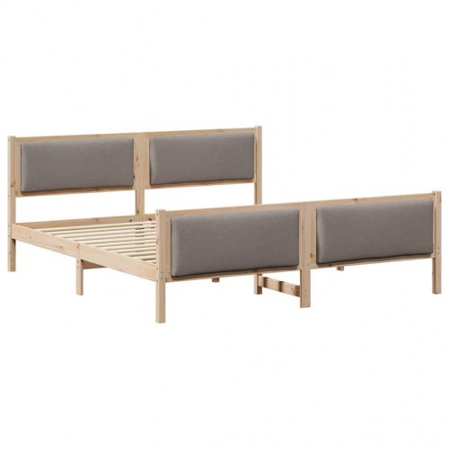 Sengestel med stofhovedgærde 200 x 200 cm - gråbrun