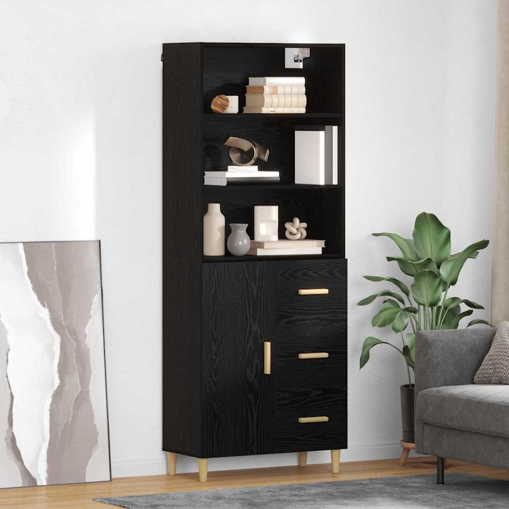 Highboard 2 stk Sort eg 69,5 x 34 x 180 cm Konstrueret træ billede