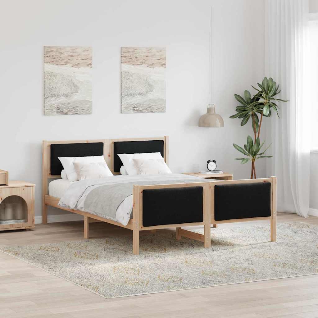 Sengestel med hovedgærde Sort 140 x 190 cm Stof billede