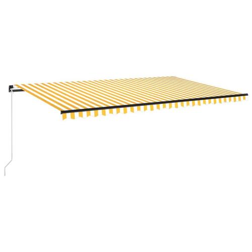 Markise m. LED-lys 500x350 cm manuel betjening gul og hvid