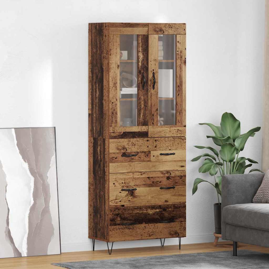 Highboard Gammelt træ 69,5 x 34 x 180 cm Konstrueret træ billede