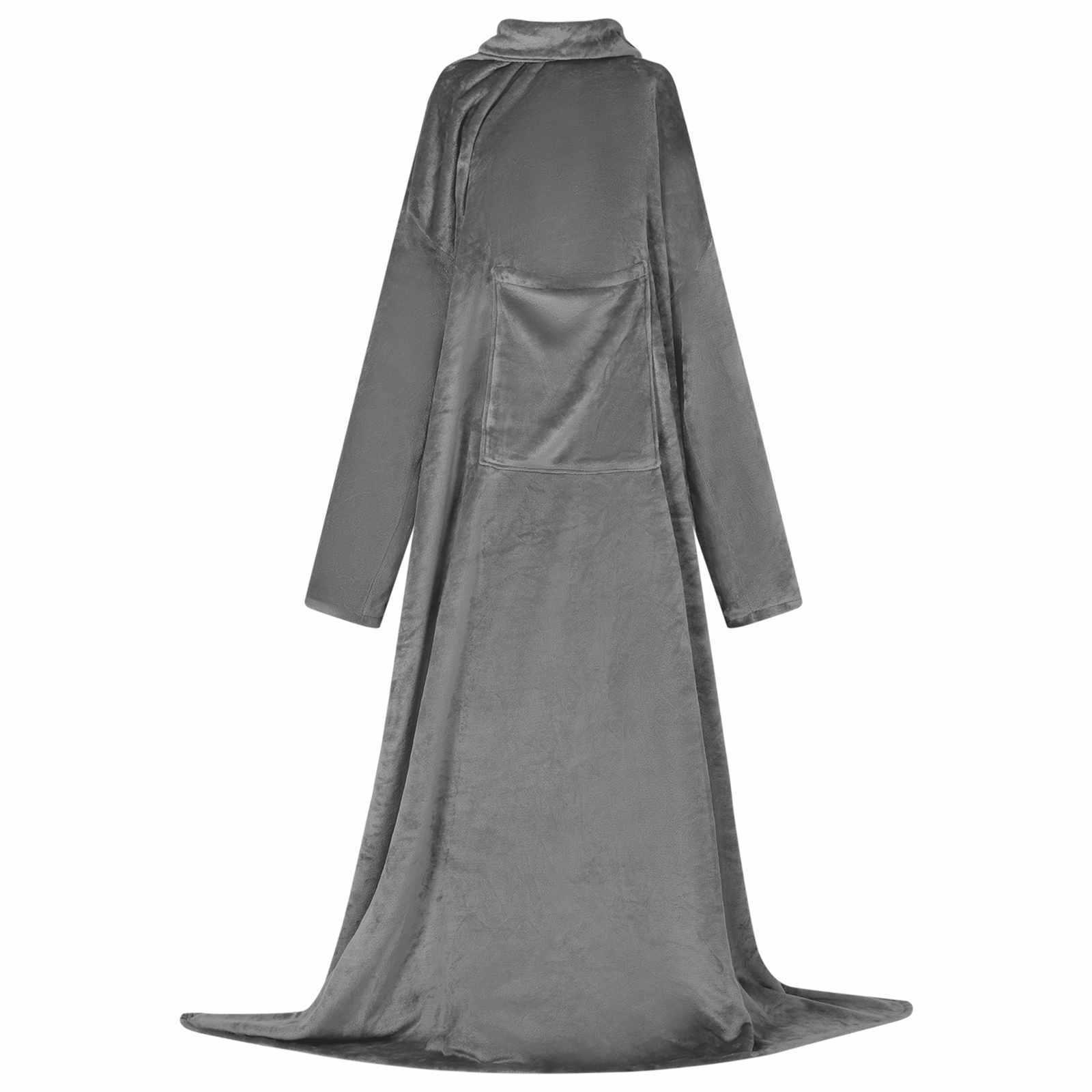 Tæppe-hoodie Mørkegrå Flannel billede