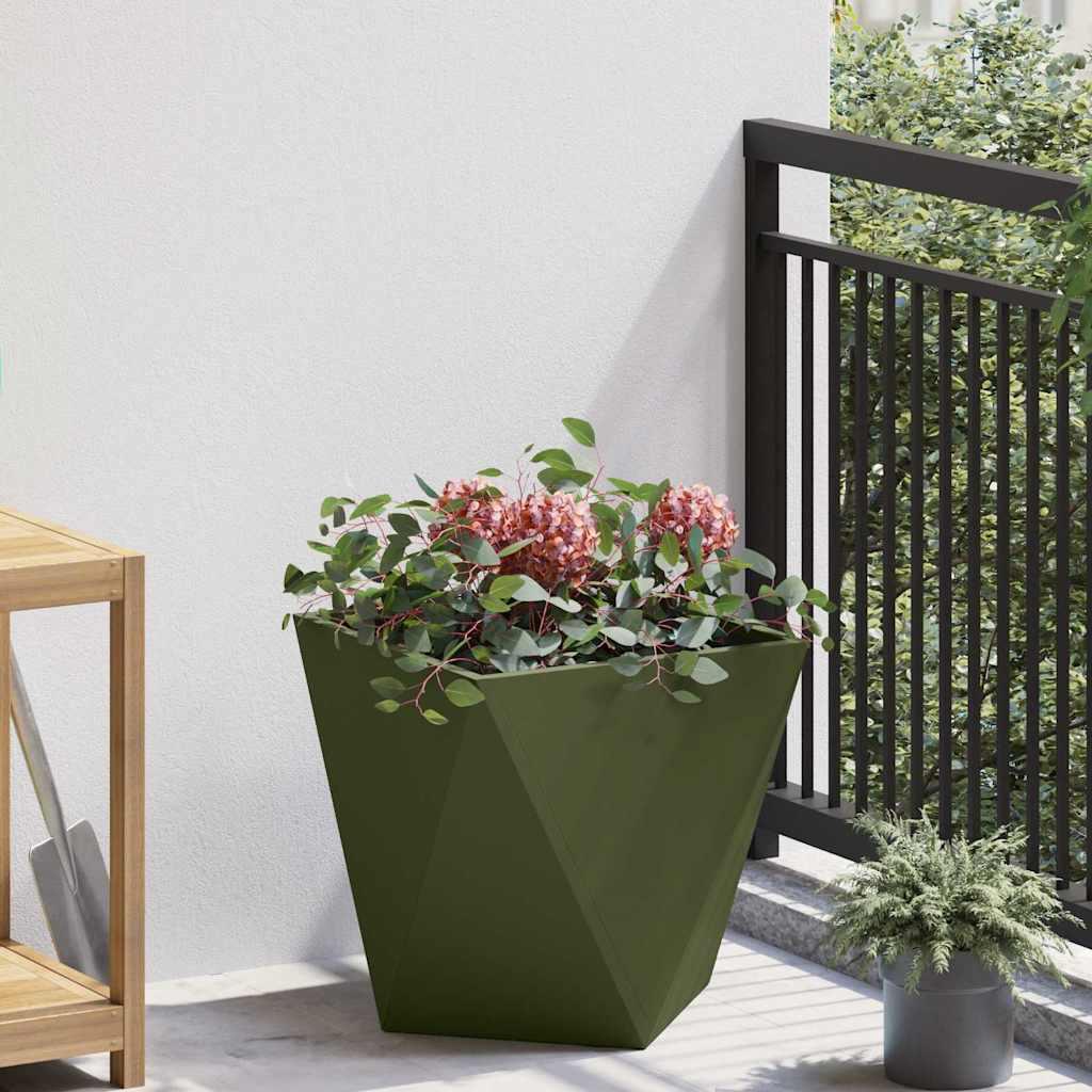 Plantekasse Oliven grøn 40 x 40 x 40 cm Stål billede