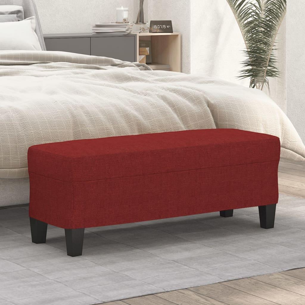 Bænk 100x35x41 cm stof vinrød billede