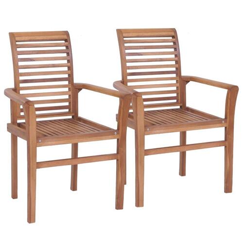 Spisebordsstole 2 stk. med beige hynder massivt teaktræ
