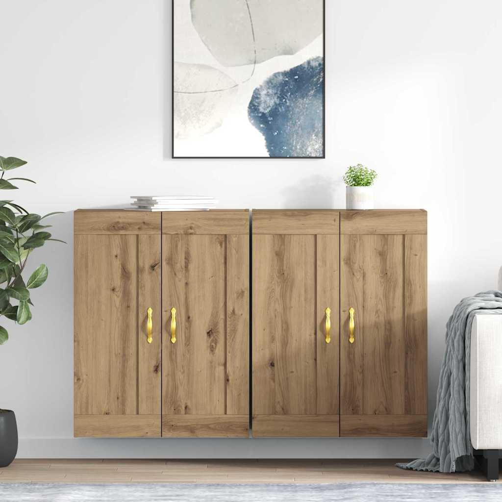 Væghængte Skabe 2 stk Artisan Egetræ 69,5 x 34 x 90 cm billede