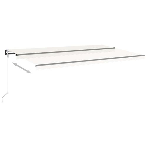 Markise m. LED + vindsensor 500x350 cm automatisk cremefarvet