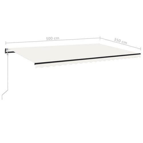 Markise m. LED + vindsensor 500x350 cm automatisk cremefarvet