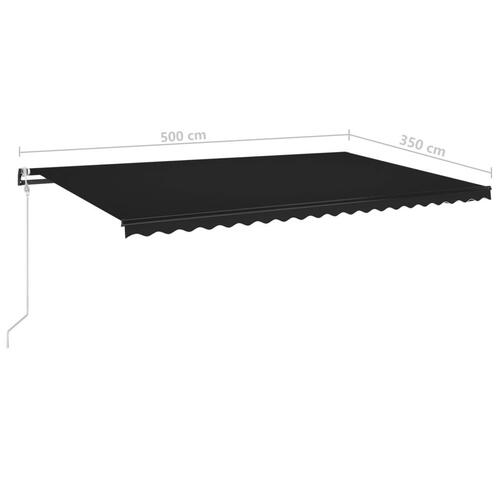 Markise m. LED + vindsensor 500x350 cm automatisk antracitgrå