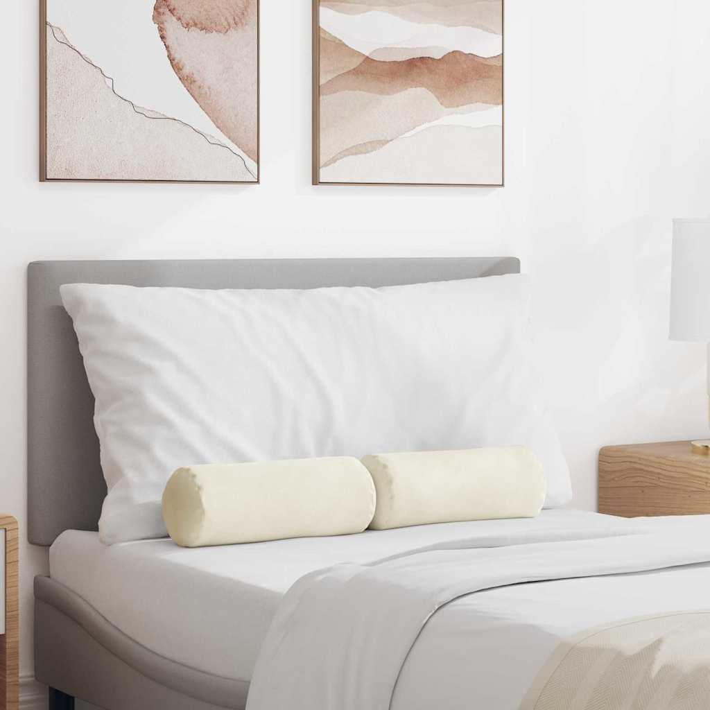 Bolsterpuder 2 stk Creme Ø 15 x 40 cm Velourstof billede
