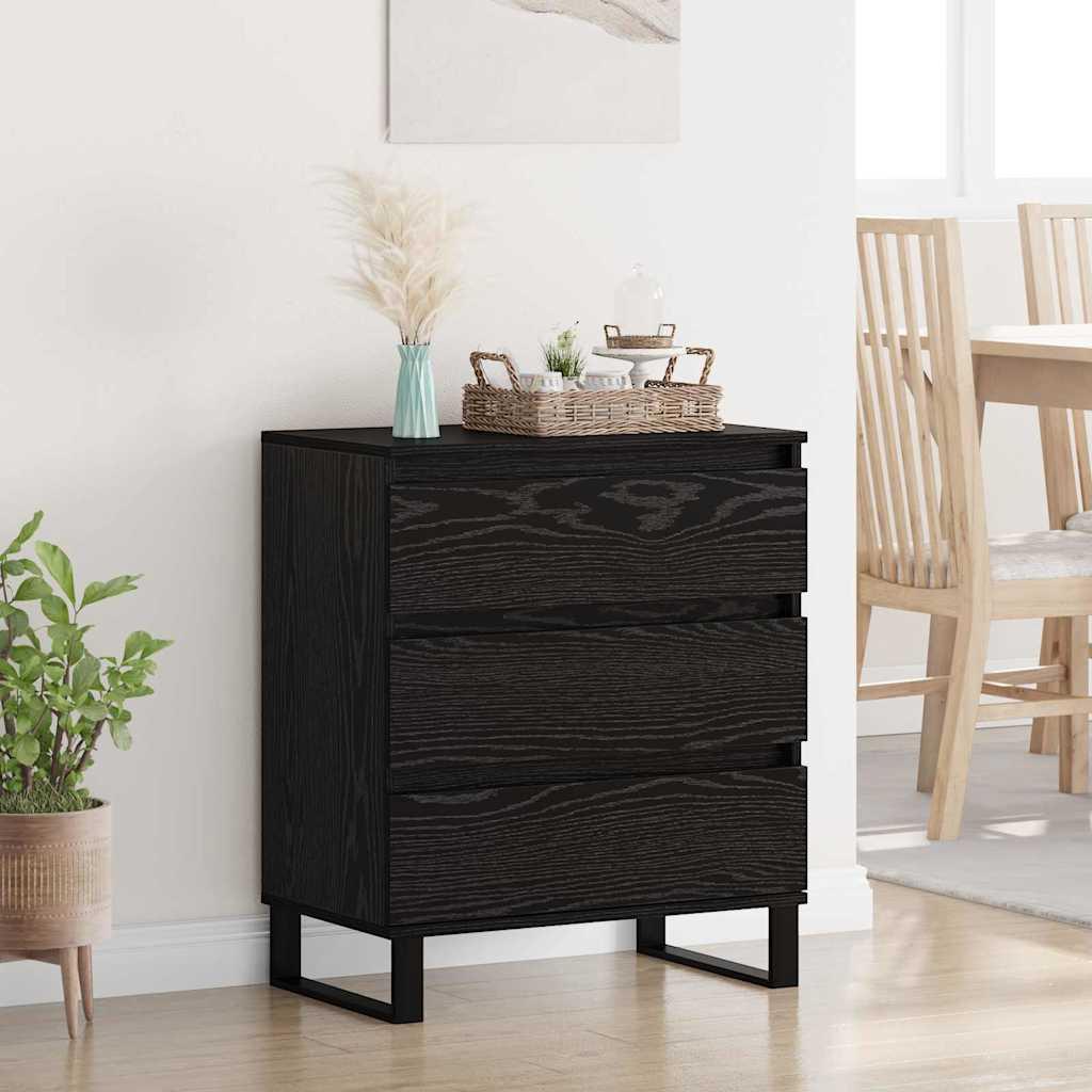 Sidebord med skuffe Sort eg 60 x 35 x 70 cm Konstrueret træ billede