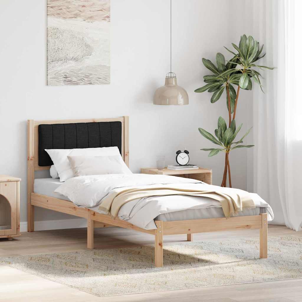 Sengestel med Polstret Hovedgavl Sort 75 x 190 cm billede