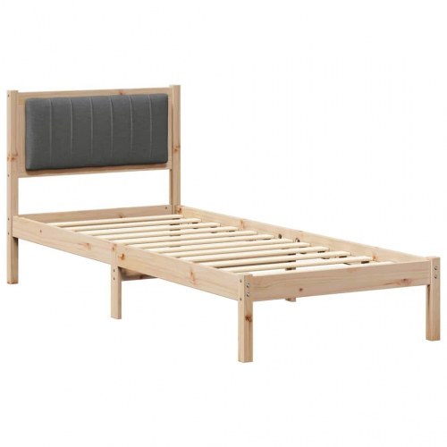 Sengestel med polstret hovedgavl - mørkegrå 75 x 190 cm