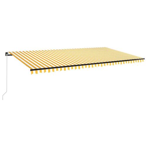 Markise m. LED-lys 600x350 cm manuel betjening gul og hvid
