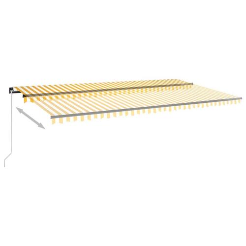 Markise m. LED-lys 600x350 cm manuel betjening gul og hvid
