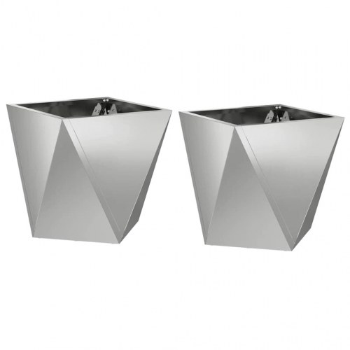 Plantekasse 2 stk. sølv 30 x 30 x 30 cm galvaniseret stål