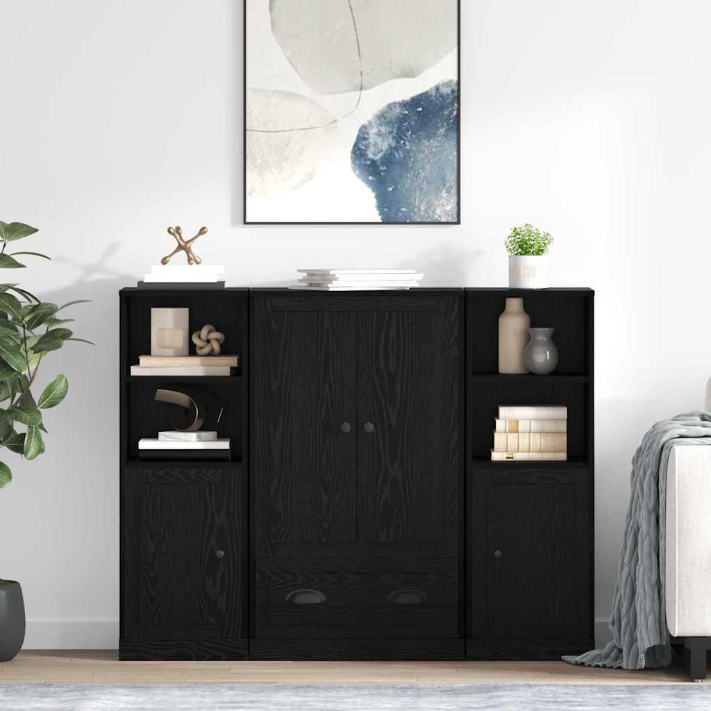 Highboard 3 stk Sort eg 35 x 60 x 103,5 cm Konstrueret træ billede