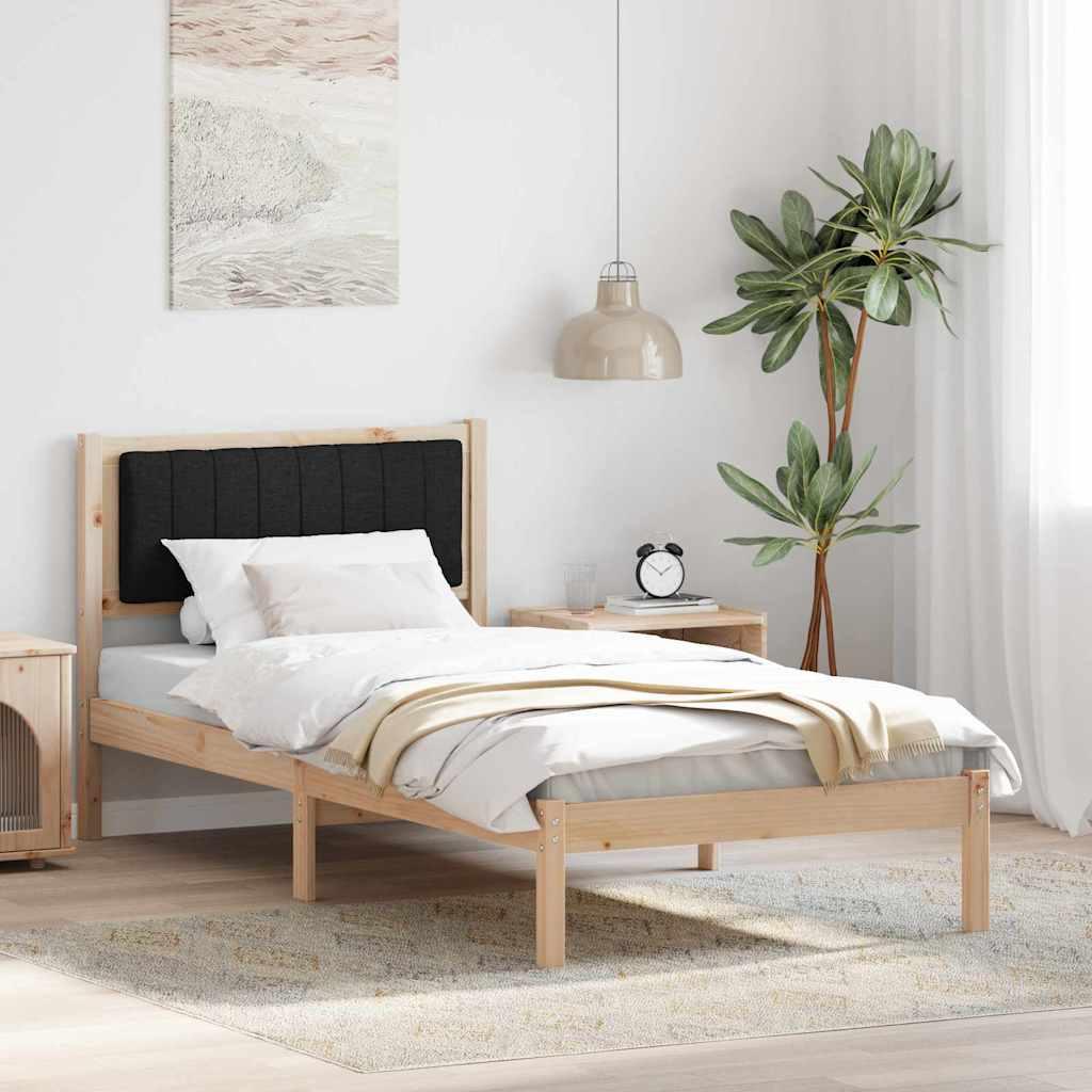 Sengestel med Polstret Hovedgavl Sort 90 x 190 cm billede