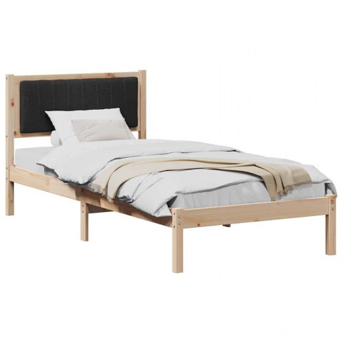 Sengestel med polstret hovedgavl - sort 90 x 190 cm