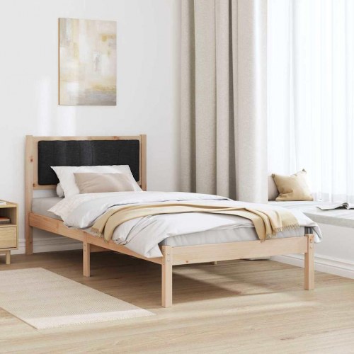 Sengestel med polstret hovedgavl - sort 90 x 190 cm