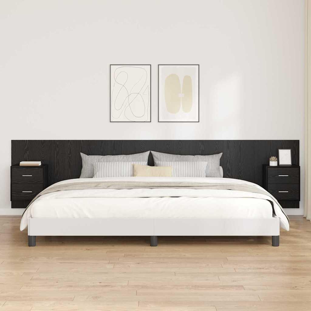 Hovedgærde Med Skab Sort eg 337 x 32,5 x 80 cm Konstrueret træ billede
