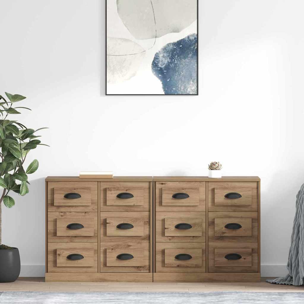 Sidebords med skuffe 2 stk Artisan Egetræ 70 x 35,5 x 67,5 cm billede