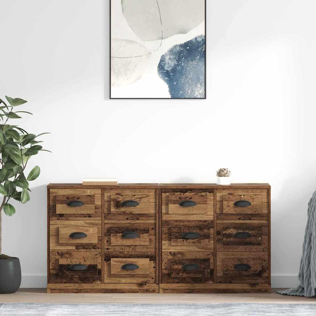 Sidebords med skuffe 2 stk Gammelt træ 70 x 35,5 x 67,5 cm billede