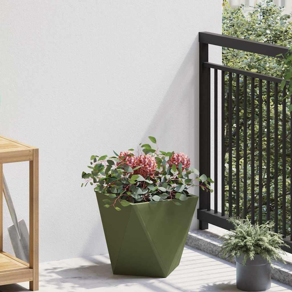 Plantekasse Oliven grøn 30 x 30 x 30 cm Stål billede