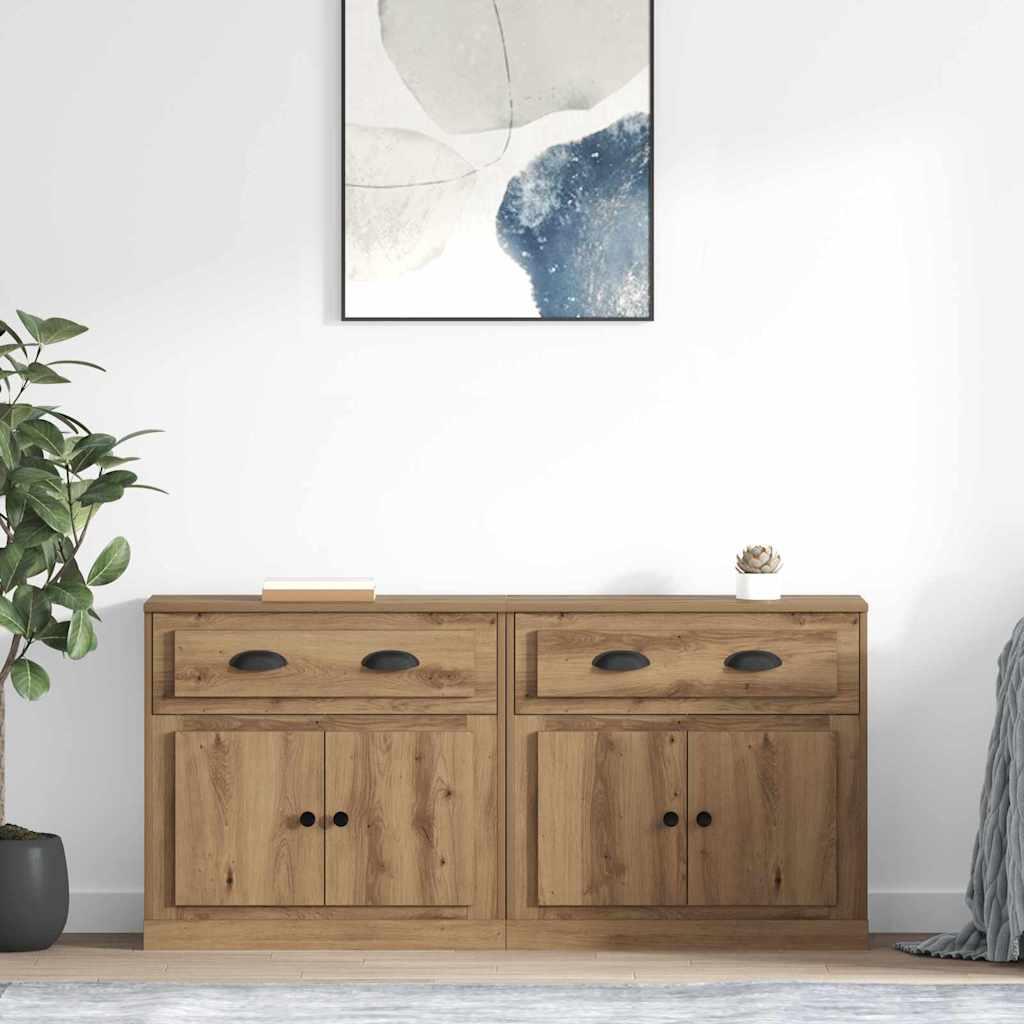 Sidebords med skuffe 2 stk Artisan Egetræ 70 x 35,5 x 67,5 cm billede