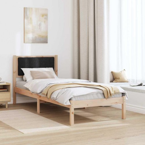 Sengestel med polstret hovedgavl - sort - 80 x 200 cm
