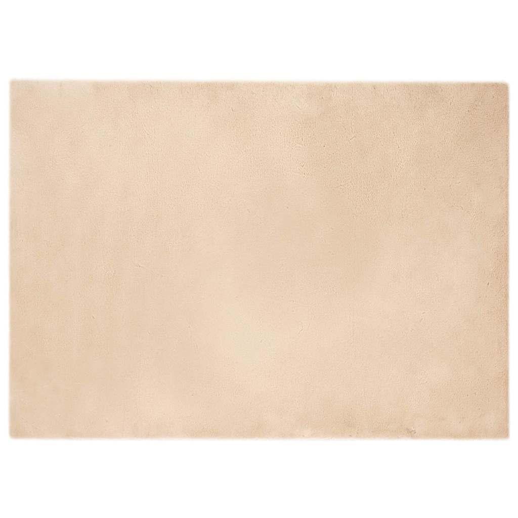 Faux Kanin Pels Tæppe Beige 200 x 280 cm Polyester billede