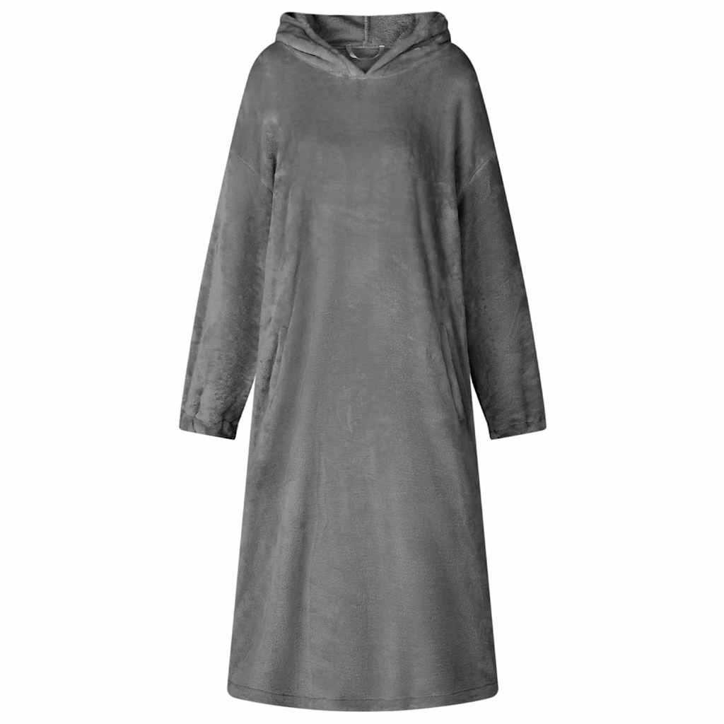 Tæppe-hoodie Mørkegrå m Flannel billede