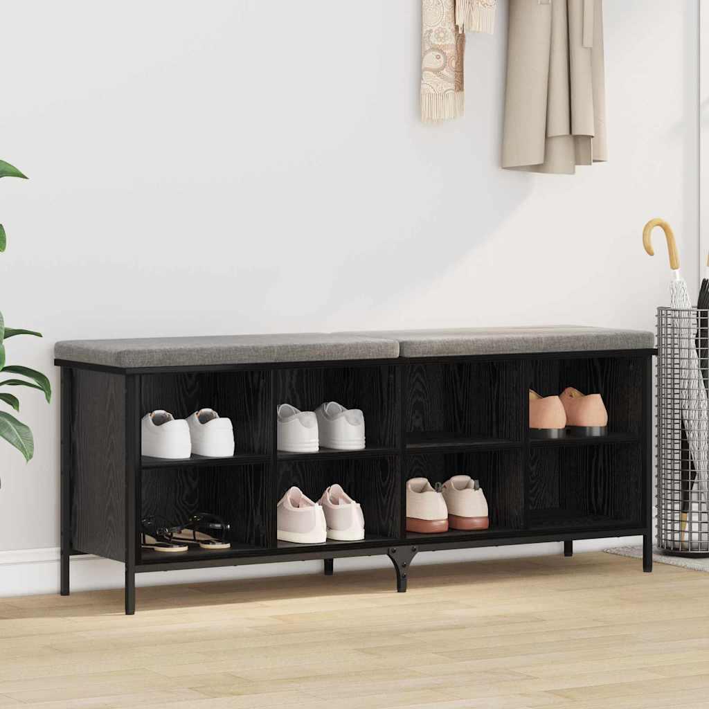 Sko skab Sort eg 131 x 35 x 50 cm Ingeniørt træ og jern billede