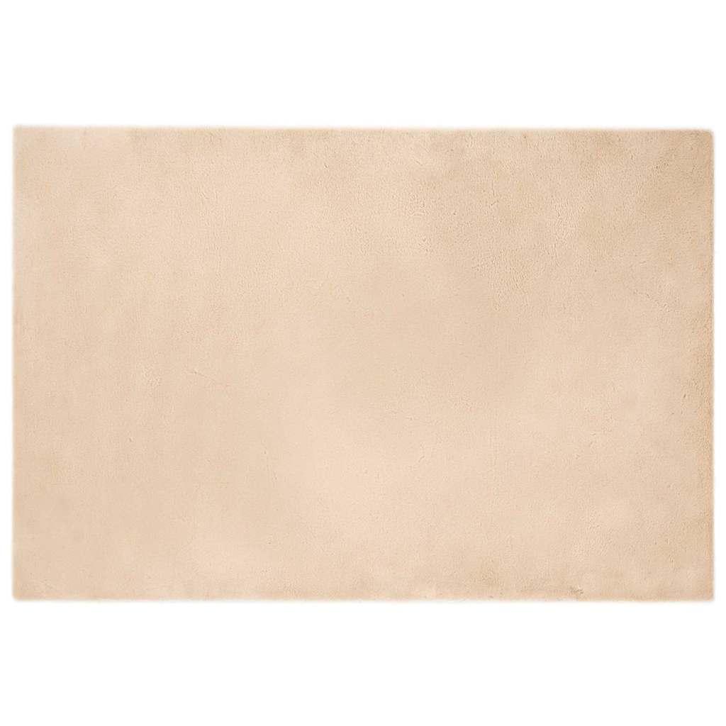 Faux Kanin Pels Tæppe Beige 120 x 170 cm Polyester billede
