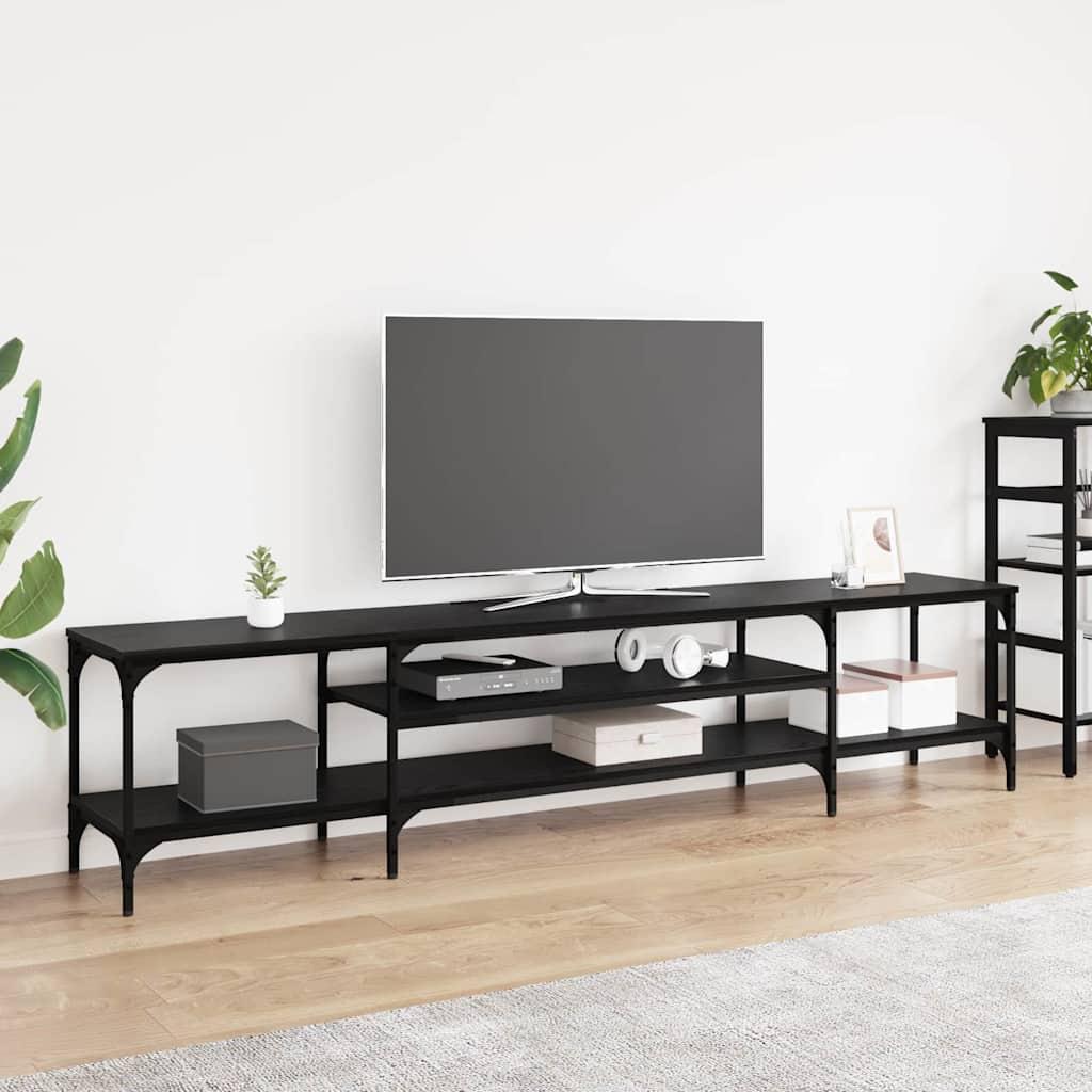 TV-skab Sort eg 201 x 35 x 45 cm Ingeniørt træ og jern billede