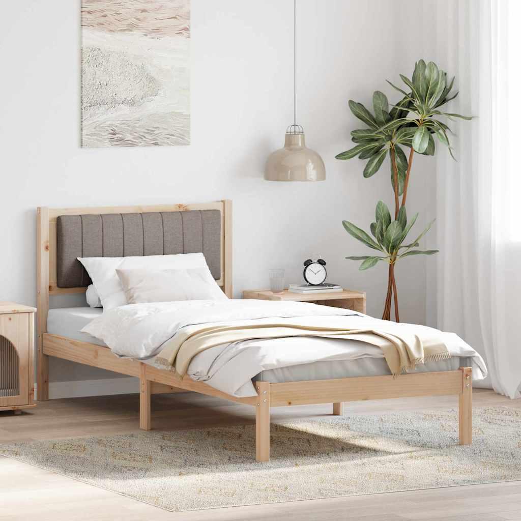 Sengestel med Polstret Hovedgavl Gråbrun 90 x 200 cm billede