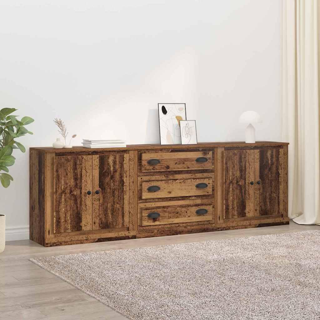 Sidebords 3 stk Sort eg 210 x 35,5 x 67,5 cm Konstrueret træ billede