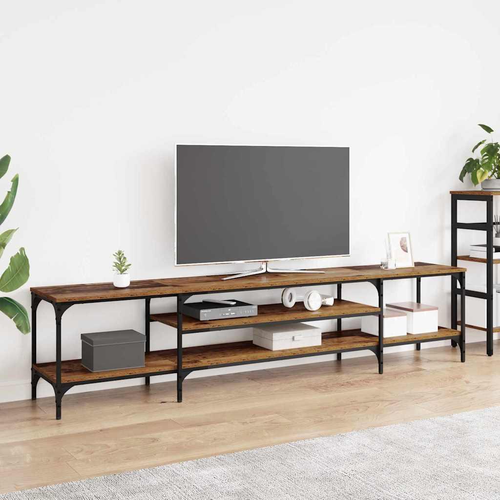 TV-skab Gammelt træ 201 x 35 x 45 cm Ingeniørt træ og jern billede