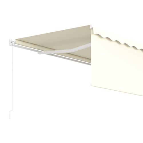 Markise m. gardin 4,5x3 m manuel betjening cremefarvet