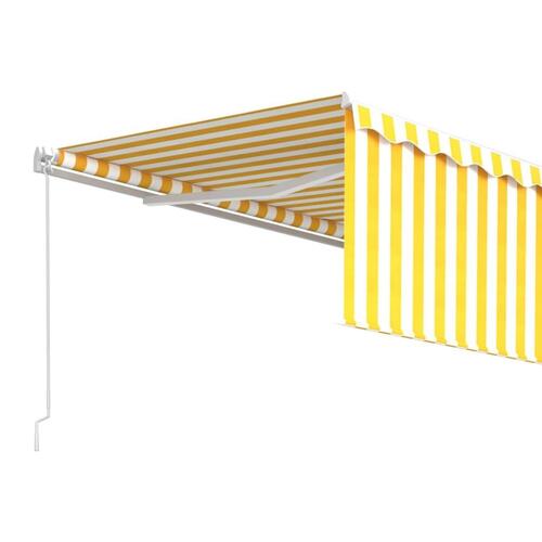 Markise m. gardin 4,5x3 m manuel betjening gul og hvid