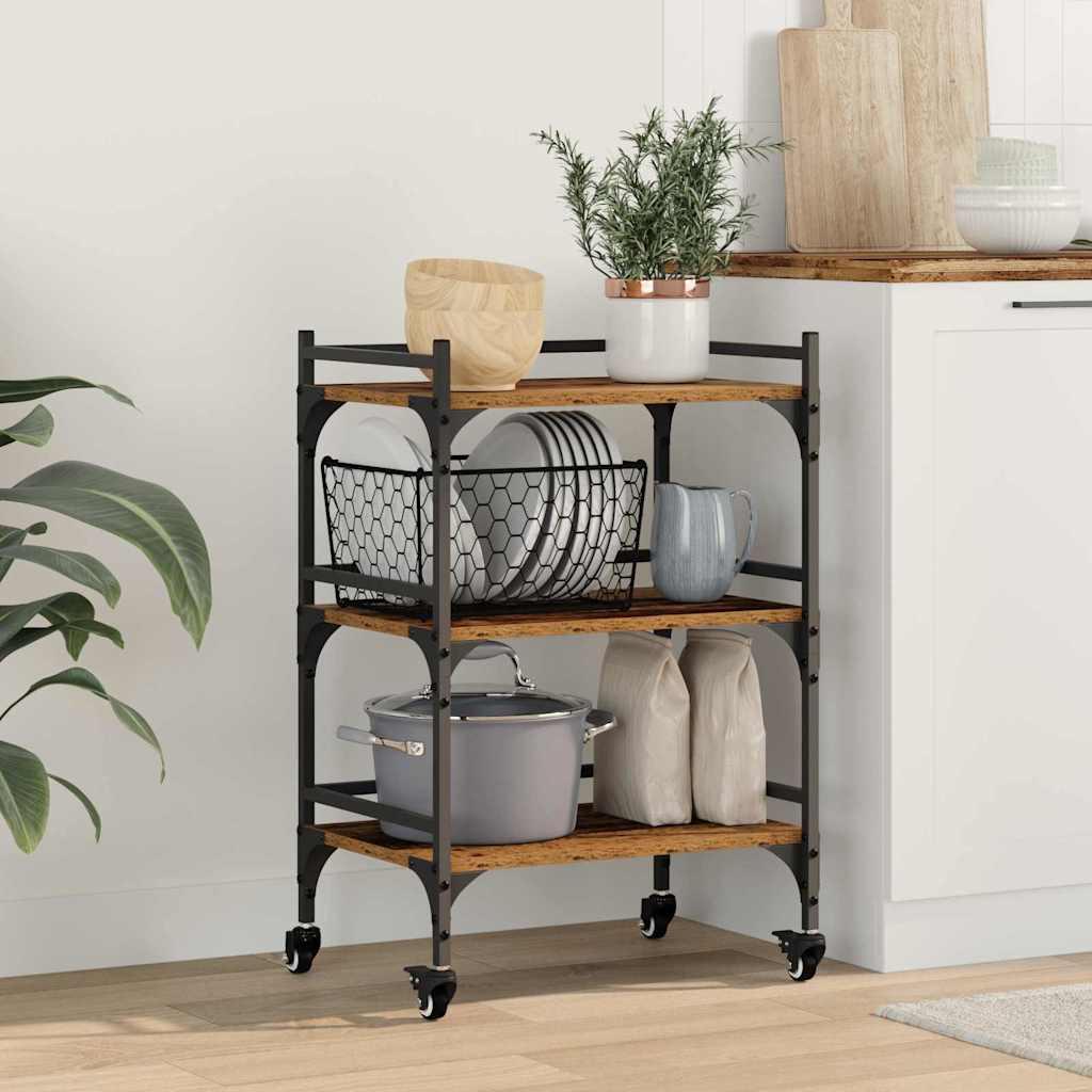 Køkkenvogn Gammelt træ 50 x 35 x 75.5 cm Konstrueret træ billede