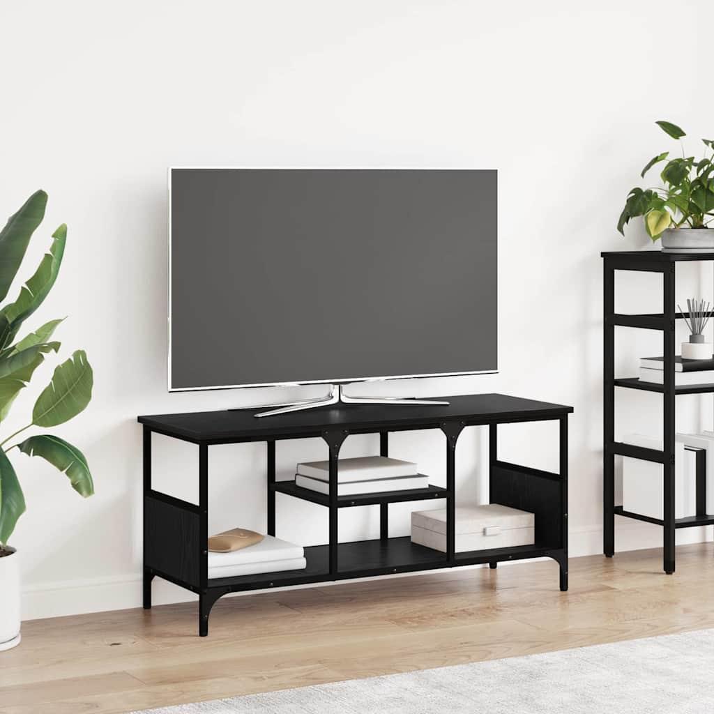 TV-skab Sort eg 100 x 35 x 45 cm Ingeniørt træ og jern billede