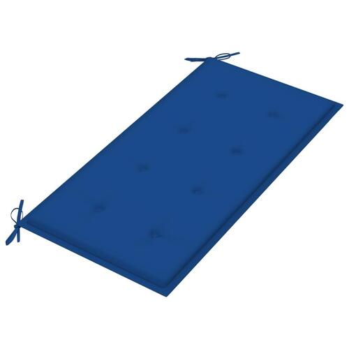 Havebænk med kongeblå hynde 112 cm massivt teaktræ