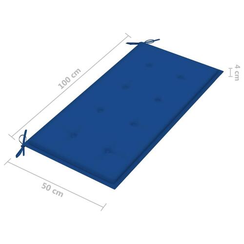 Havebænk med kongeblå hynde 112 cm massivt teaktræ