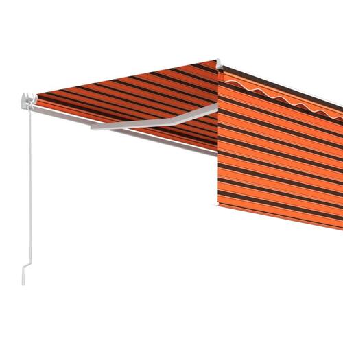 Markise m. gardin 4,5x3 m manuel betjening orange og brun
