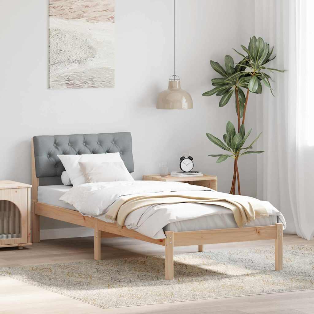 Sengestel Brun og lys grå 75 x 190 cm Massivt fyrretræ billede