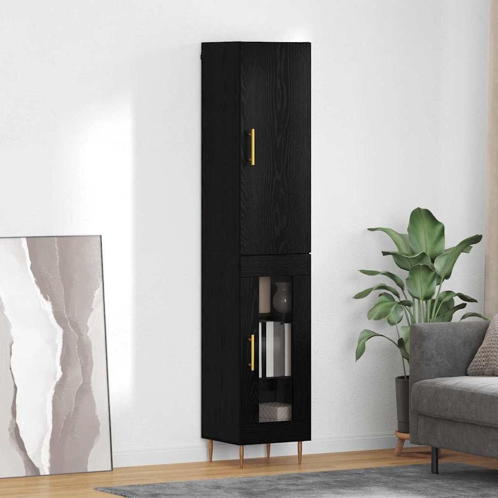 Highboard Sort eg 34,5 x 34 x 180 cm Konstrueret træ billede